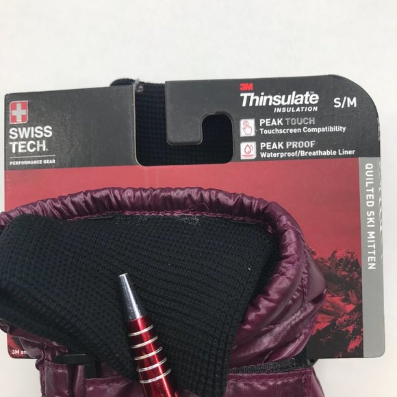 Swiss Tech Quilted Ski Mitten Purple Size Small/Medium New - Picture 5 of 12
